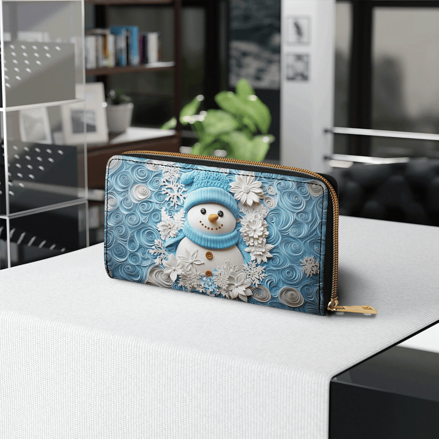 Shineful Leather Clutch Purse With Wristlet Strap Handle Winter Chic