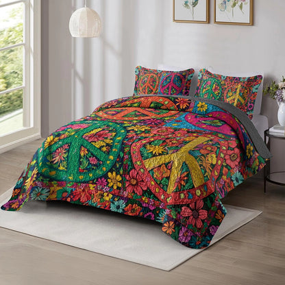 Shineful All Season Quilt 3-Piece Set - Radiant Hippie Peace