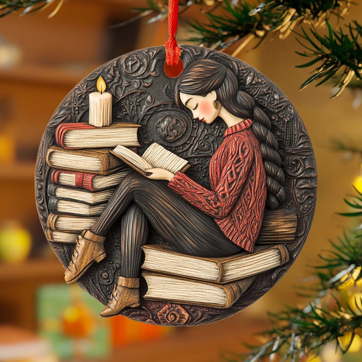 Shineful 2D Acrylic Ornament Cozy Reading Corner