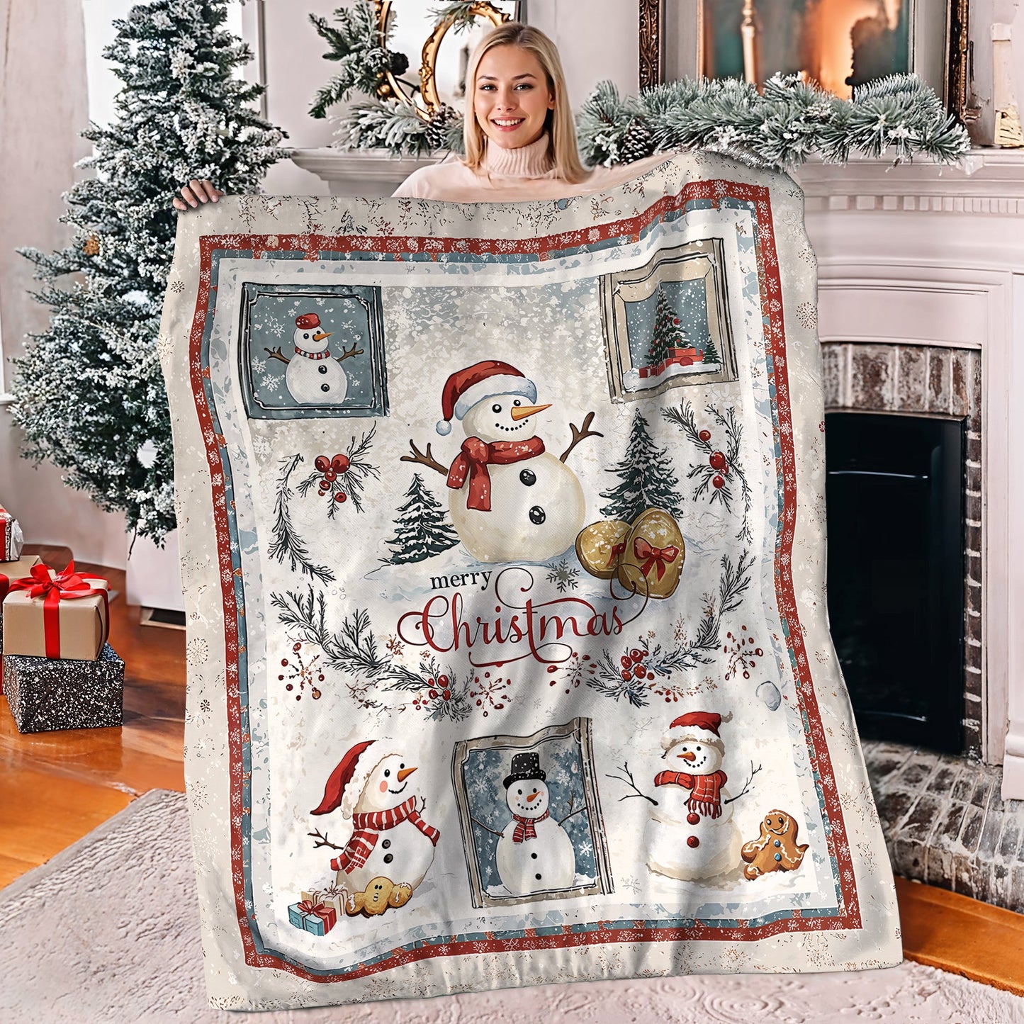 Shineful Fleece Blanket Snowy Christmas