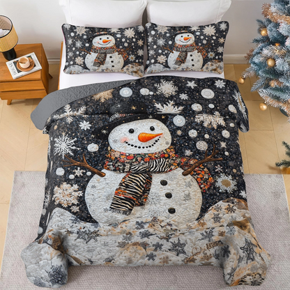 Shineful All Season Quilt 3-Piece Set Winter Wonderland Snowman