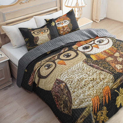 Shineful All Season Quilt 3-Piece Set - Autumn Owl Harmony