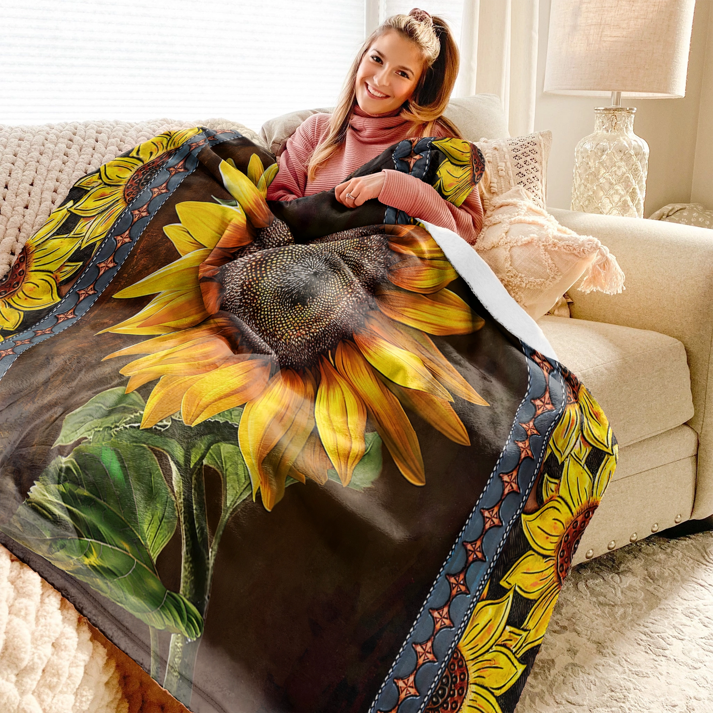 Shineful Fleece Blanket Sunflower Faith Hope