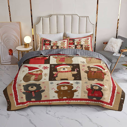 Shineful All Season Quilt 3-Piece Set - Cozy Christmas Bear