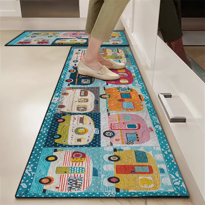 Shineful Ultra-Thin Non Skid Floor Mat, Kitchen Rugs Vintage Camper