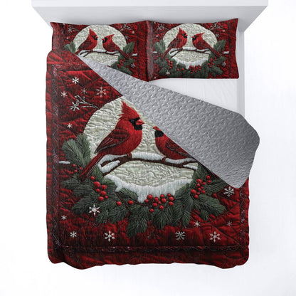 Shineful All Season Quilt 3-Piece Set Cardinal Couple