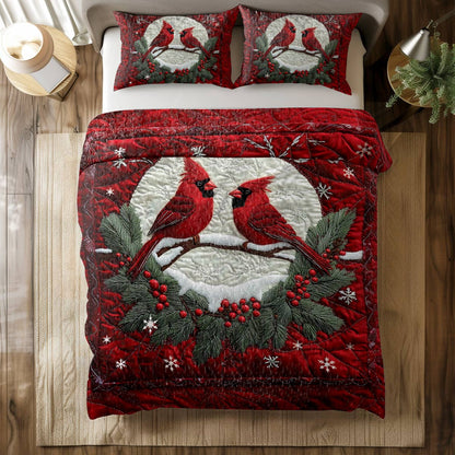 Shineful All Season Quilt 3-Piece Set Cardinal Couple