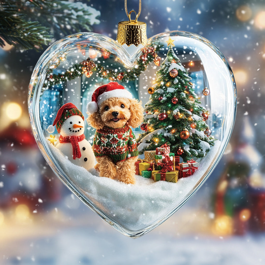 Ornement acrylique 2D brillant personnalisé Merry Woofmas Heart