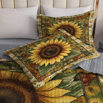 Shineful All Season Quilt 3-Piece Set Golden Sunflower