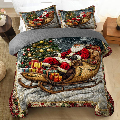 Shineful All Season Quilt 3-Piece Set Happy Santa