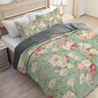 Shineful All Season Quilt 3-Piece Set Vintage Roses