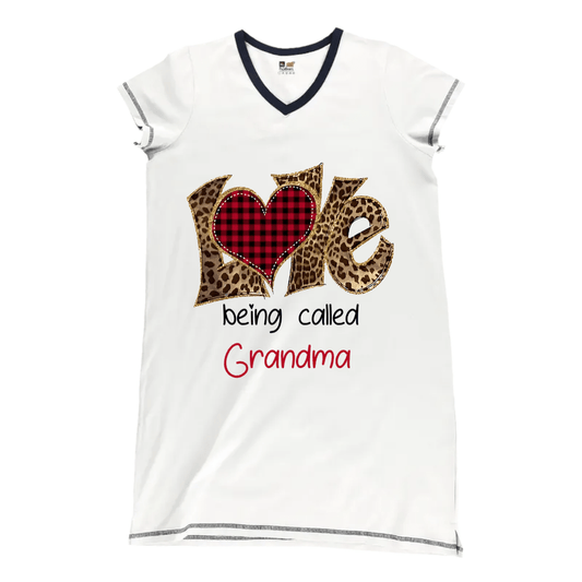 Grandma Pajabears® Personalized Women V-Neck Nightshirt Love Being Called Lv01 V-Neck Women’s