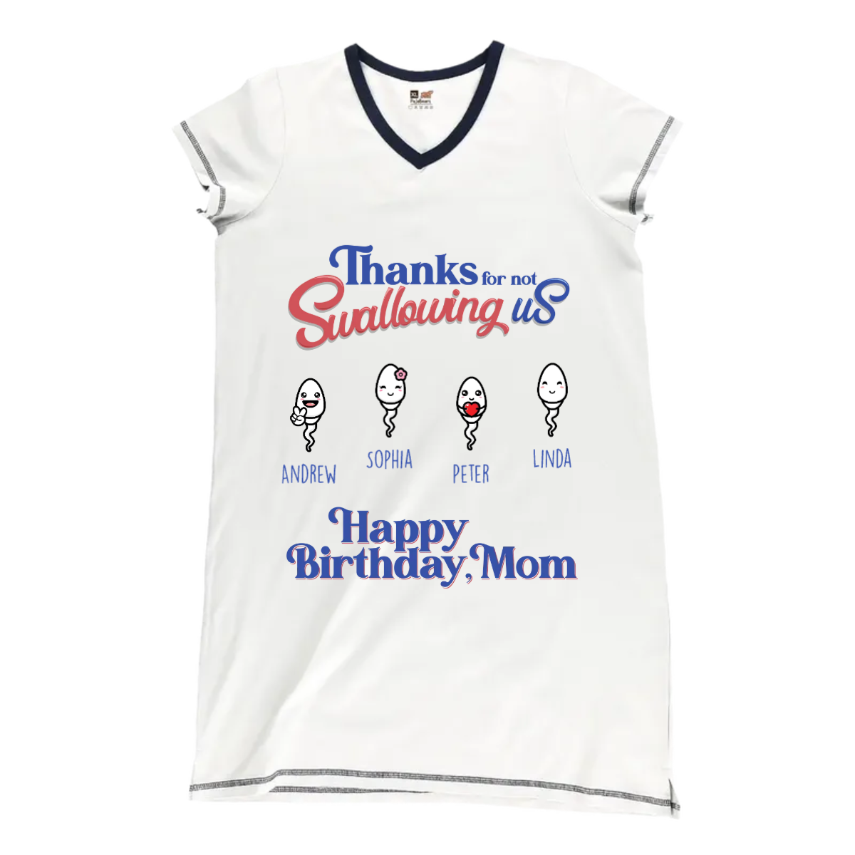 Mom Pajabears® Personalized Women V-Neck Nightshirt Thanks For Not Swallowing Us Lv01 V-Neck