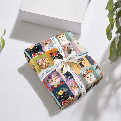 Shineful Fitted Sheet - Floral Cat Fantasy