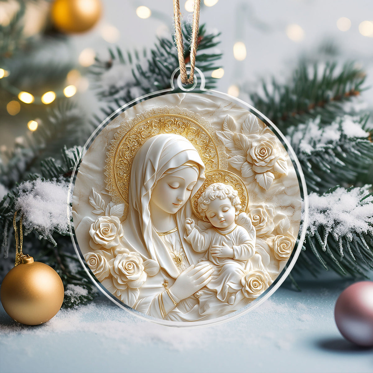 Shineful 2D Acrylic Ornament - Virgin Mary and Baby Jesus Christmas