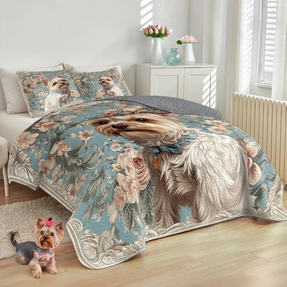 Shineful All Season Quilt 3-Piece Set Royal Yorkie Elegance