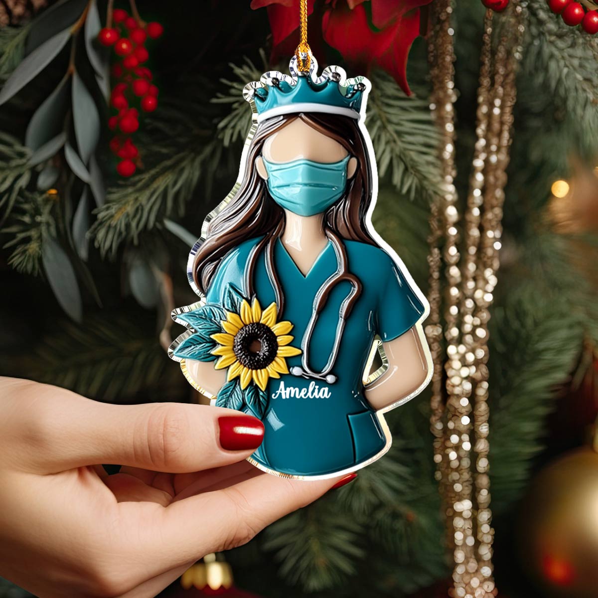 Shineful 2D Acrylic Ornament Personalized Nurse Sunshine