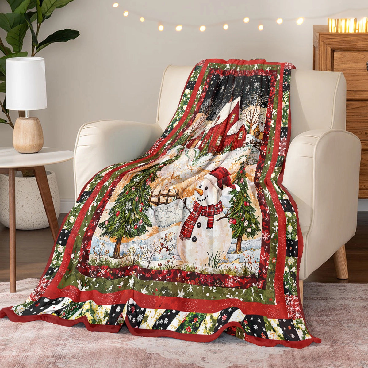 Shineful Fleece Blanket Snowman's Christmas Dream