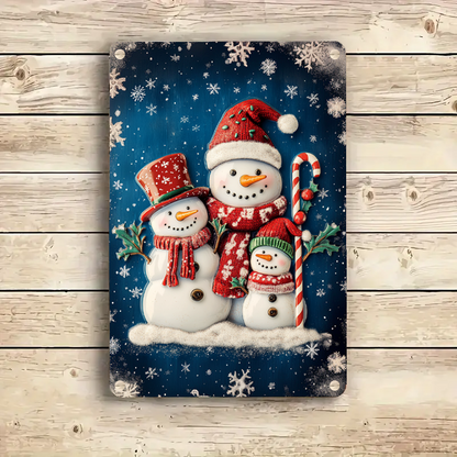 Shineful 2D Metal Sign Snowman Family Holiday