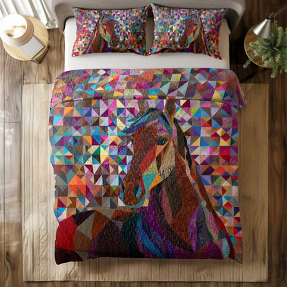 Shineful All Season Quilt 3-Piece Set Colorful Horse