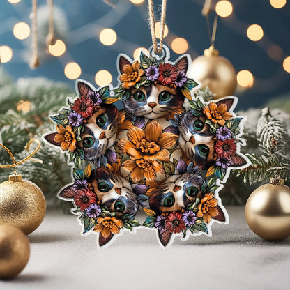 Shineful Acrylic Ornament Floral Feline Friends