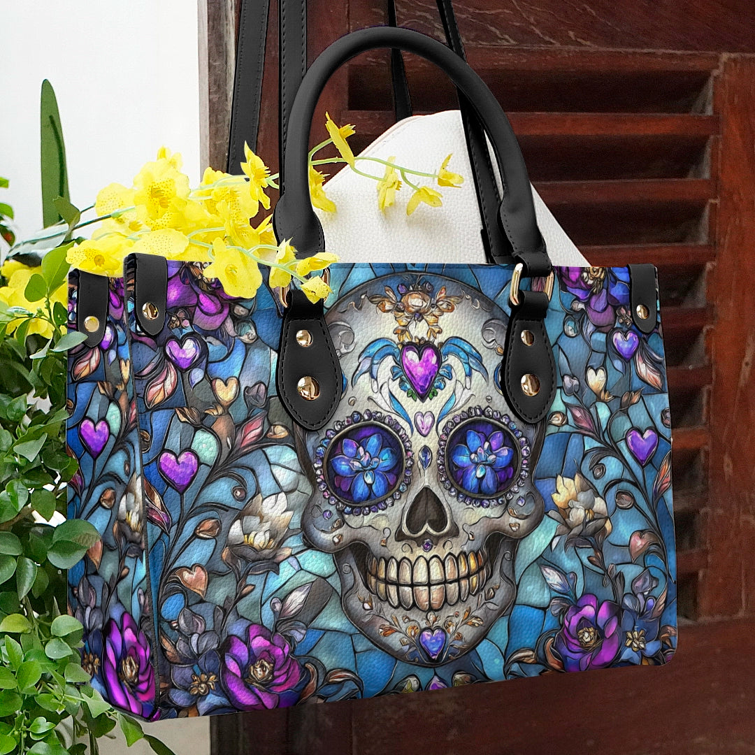 Glänzende Ledertasche Lumina Gothic Skull