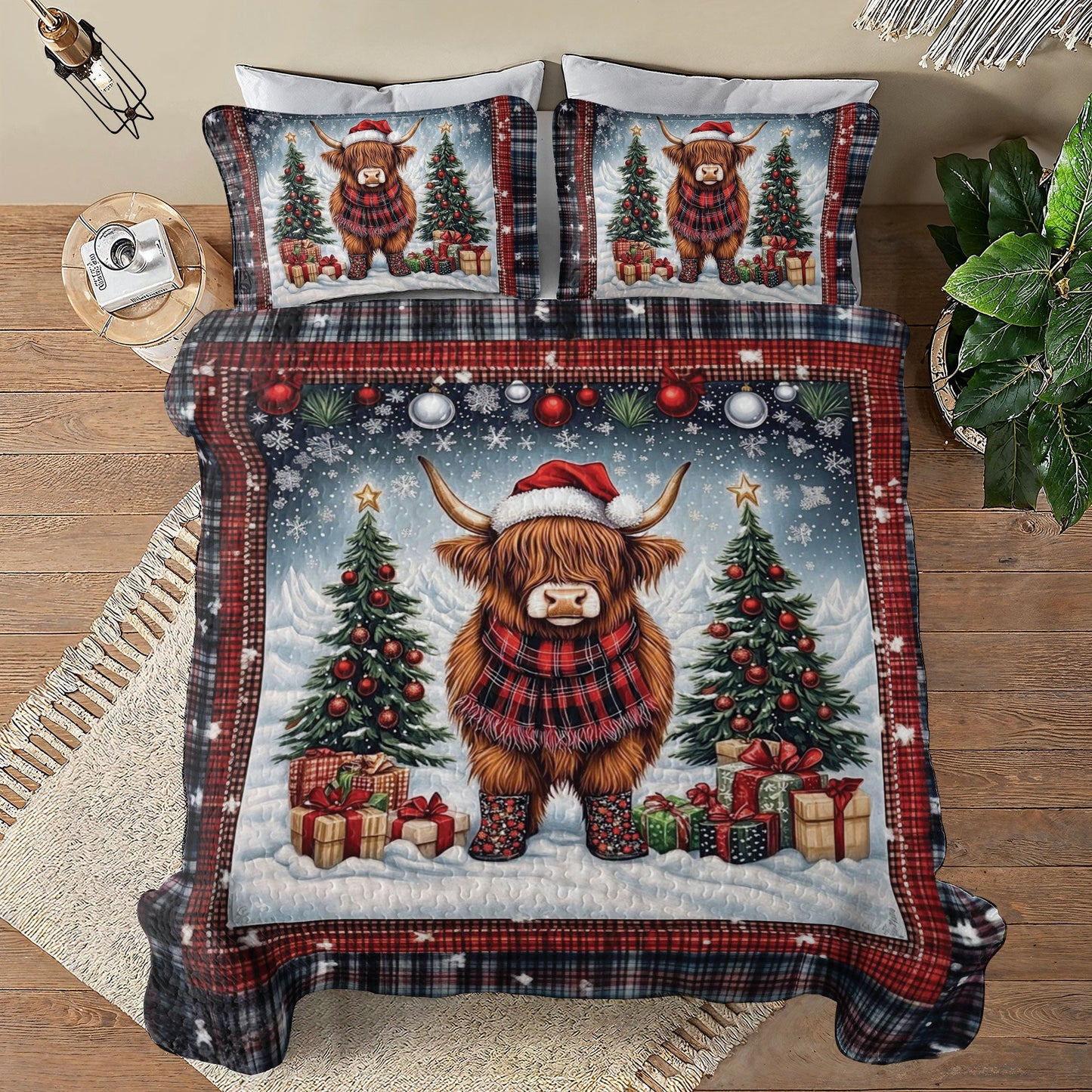 Shineful All Season Quilt 3-Piece Set Mooey Christmas