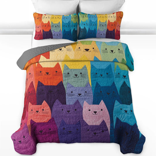 Shineful All Season Quilt 3-Piece Set Rainbow Whiskers