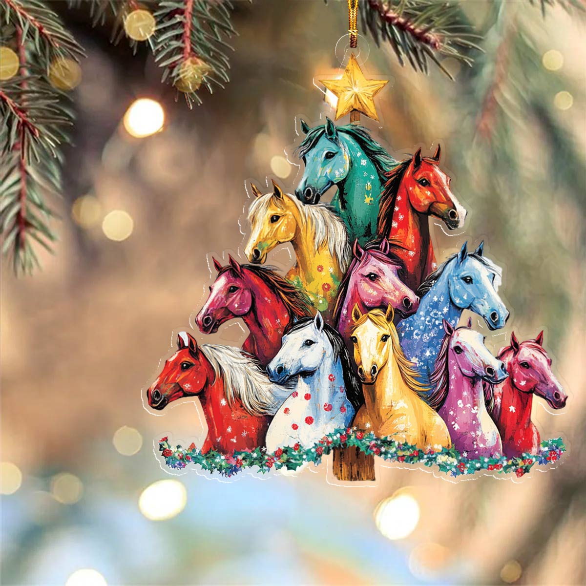 Shineful 2D Acrylic Ornament Gentle Merry Christmas Horses