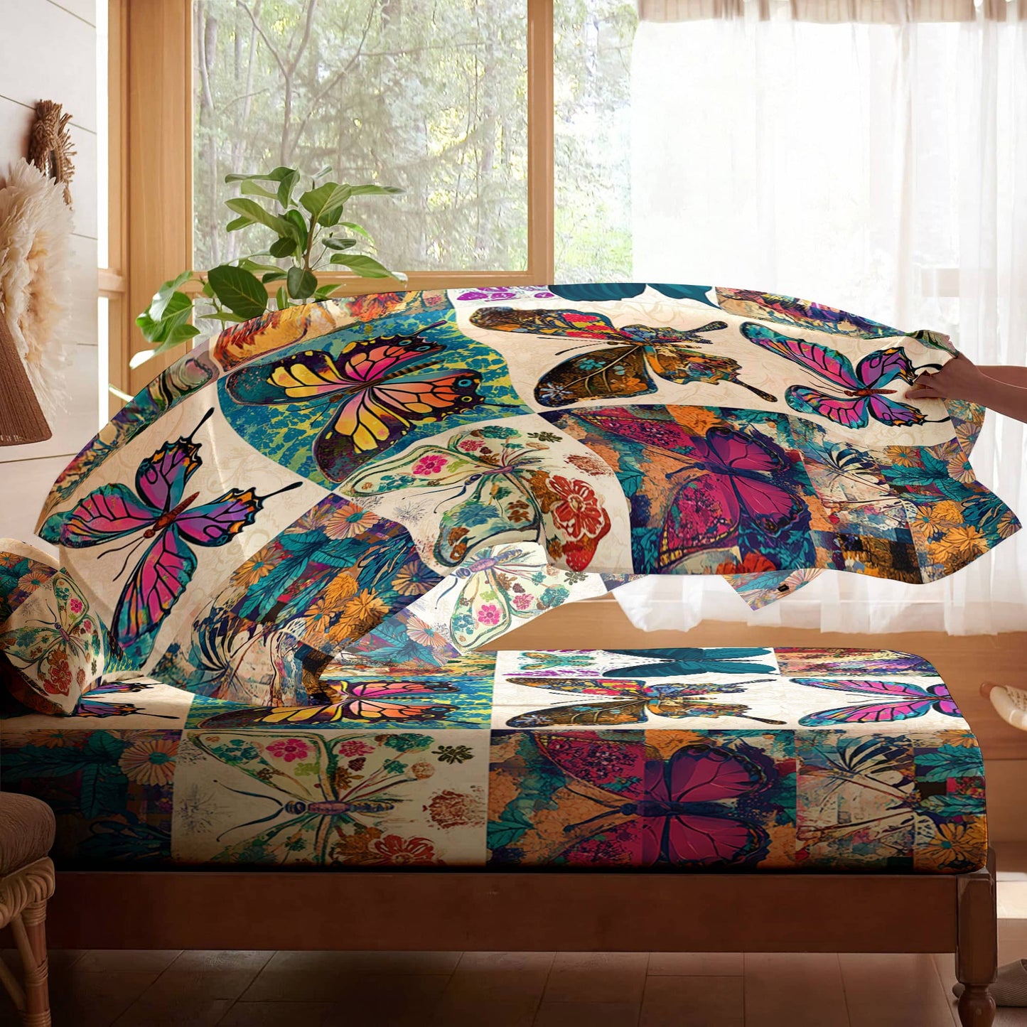 Shineful 4-Piece Bed Sheet Set Classical Butterflies