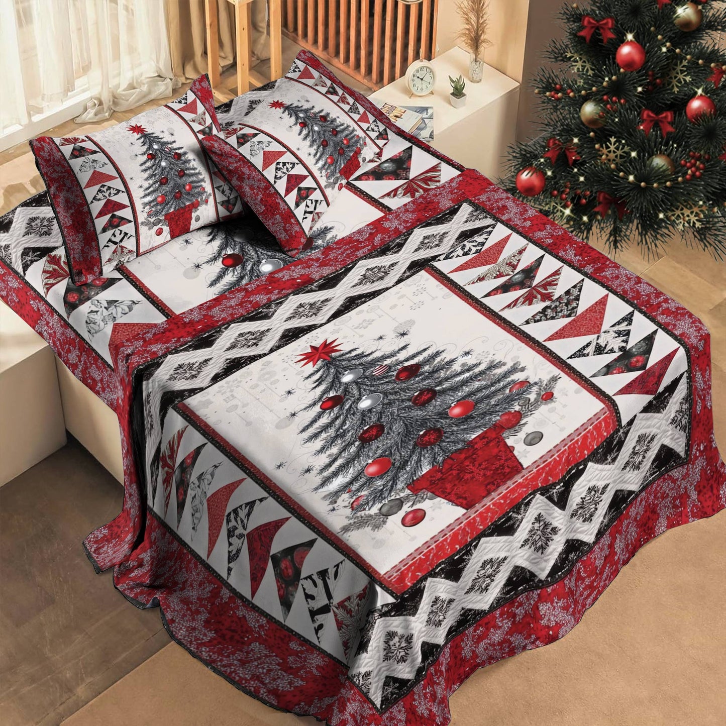 Shineful 4-Piece Bed Sheet Set Holiday Joy