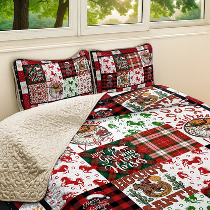 Shineful All Season Quilt 3-Piece Set Horse Christmas Cowgirl Spirit