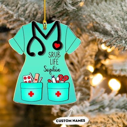 Shineful 2D Acrylic Ornament Personalized Nurse Scrub Life