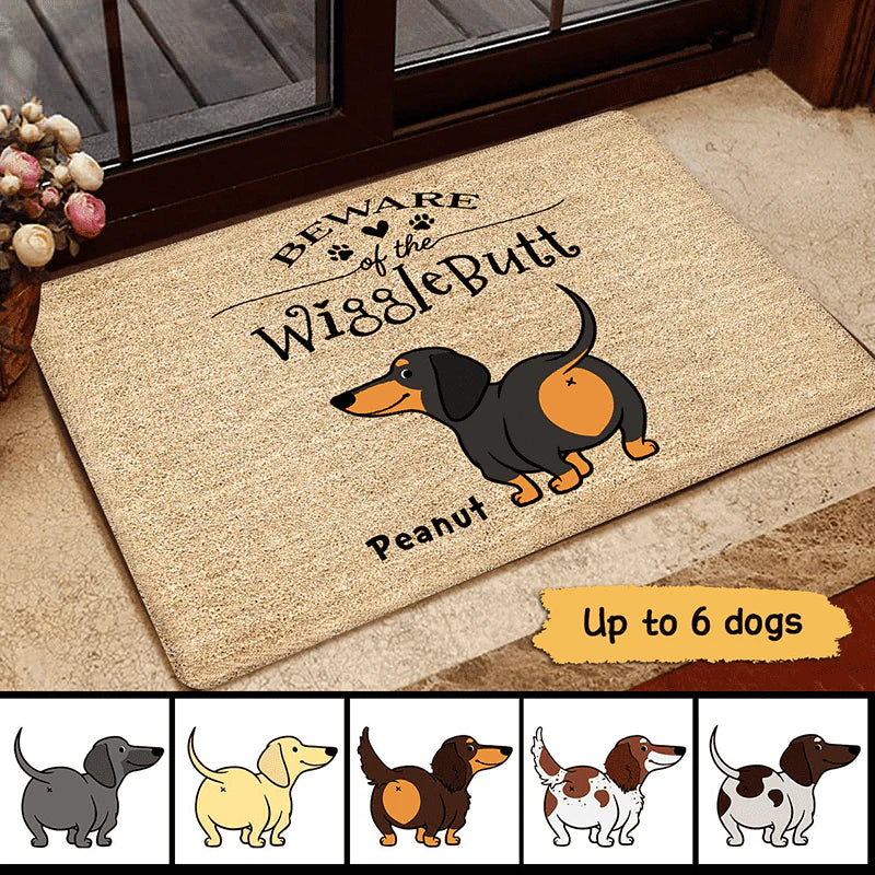 Shineful Doormat Welcome Wiggle Butt Club Dachshund Dog - Personalized Door Mat