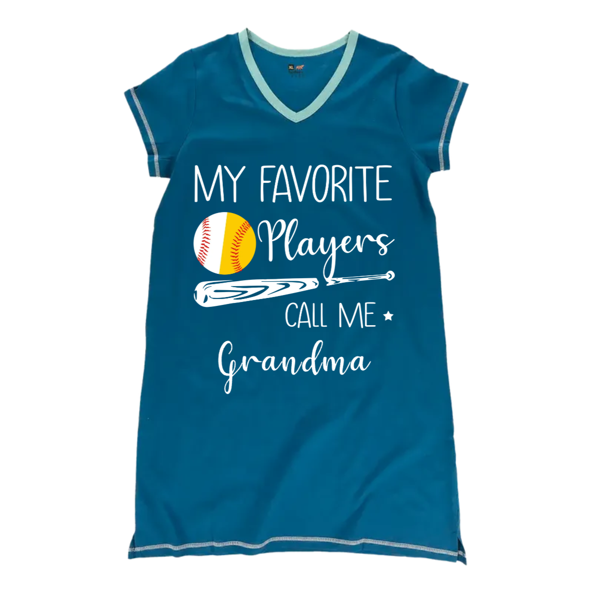 Grandma Pajabears® Personalized Women V-Neck Nightshirt My Favorite Player Calls Me Lv01 V-Neck