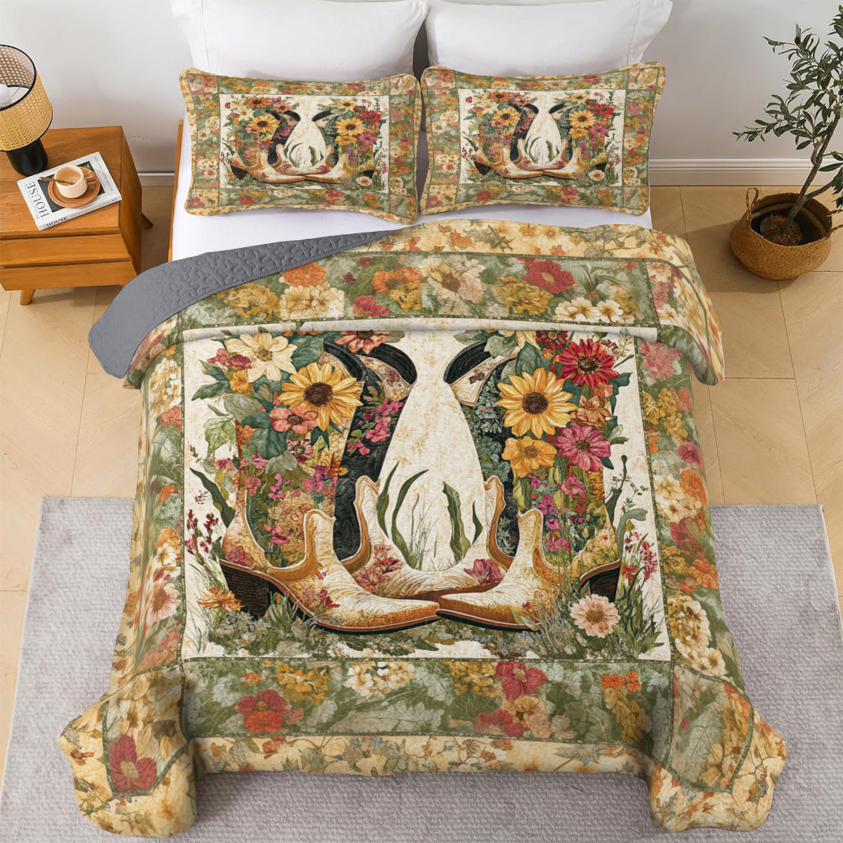 Shineful All Season Quilt 3-Piece Set Rustic Romance Cowboy