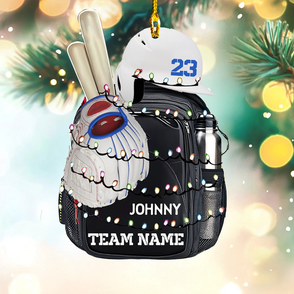 Shiny Acryl Ornament personalisierte Baseball Weihnachten Rucksack 