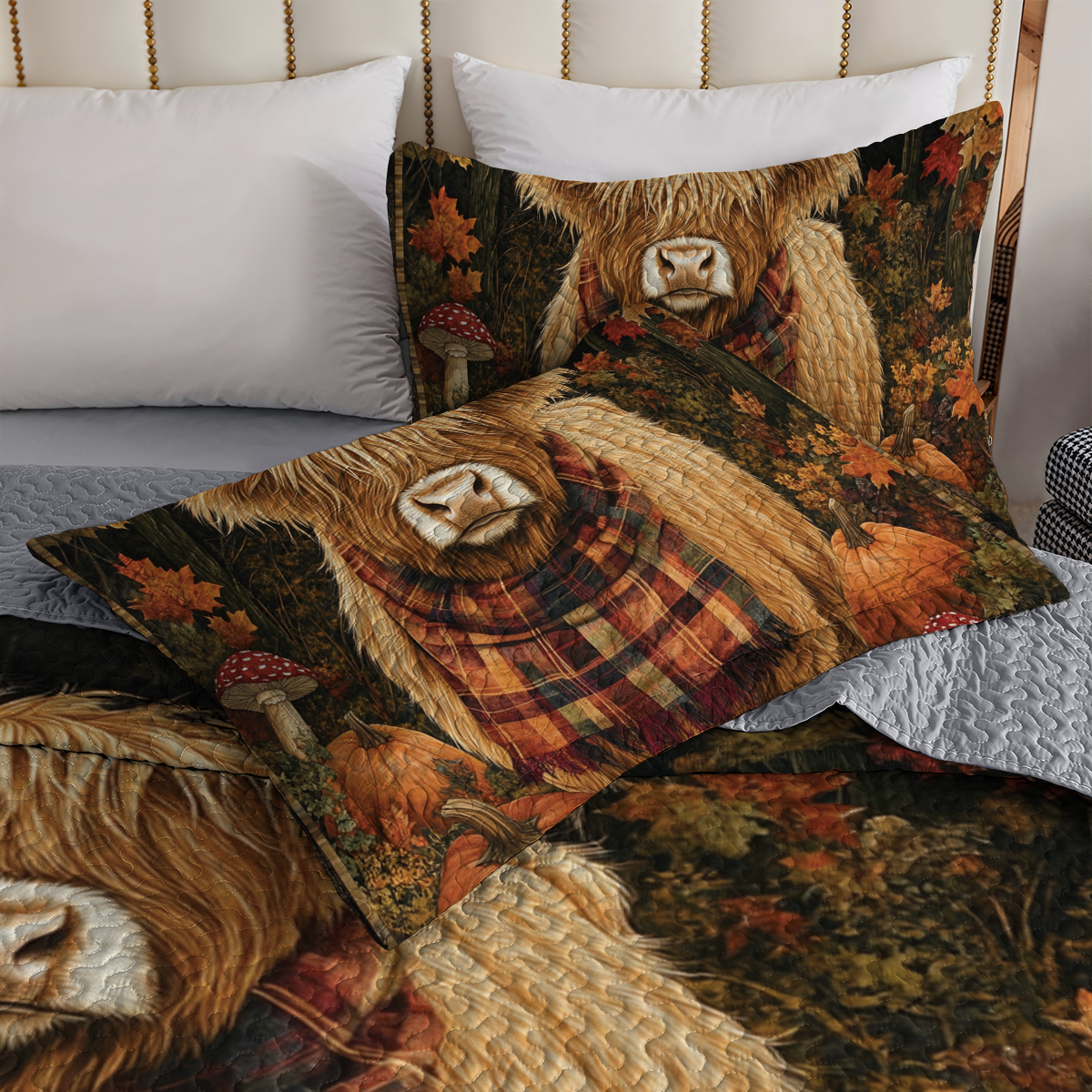 Shineful All Season Quilt 3-Piece Set - Cow, Fall & Pumpkins