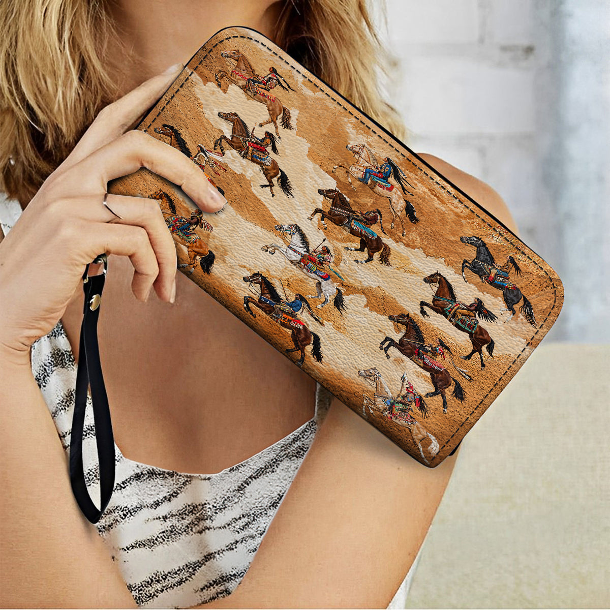 Shineful Leather Clutch Purse With Wristlet Strap Handle Shineful Leather Bag Wild Spirit Warrior