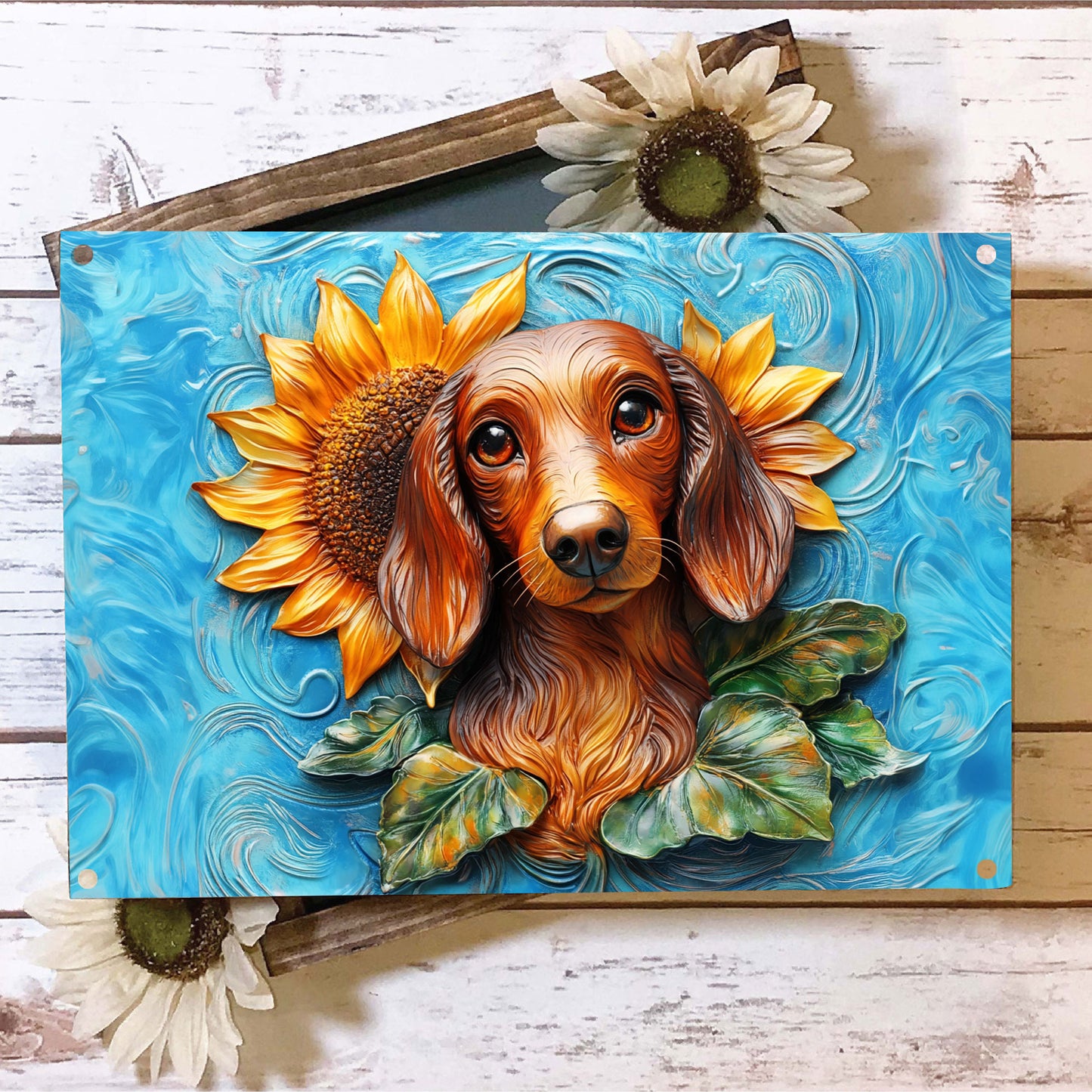 Shineful 2D Metal Sign SunFlower Dachshund