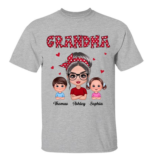 Shineful T-shirt Polka Dot Pattern Grandma And Grandkids - Personalized Unisex T-Shirt