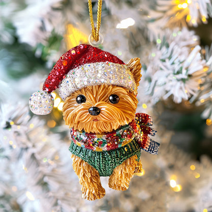 Shineful 2D Acrylic Ornament Twinkling Christmas Yorkie