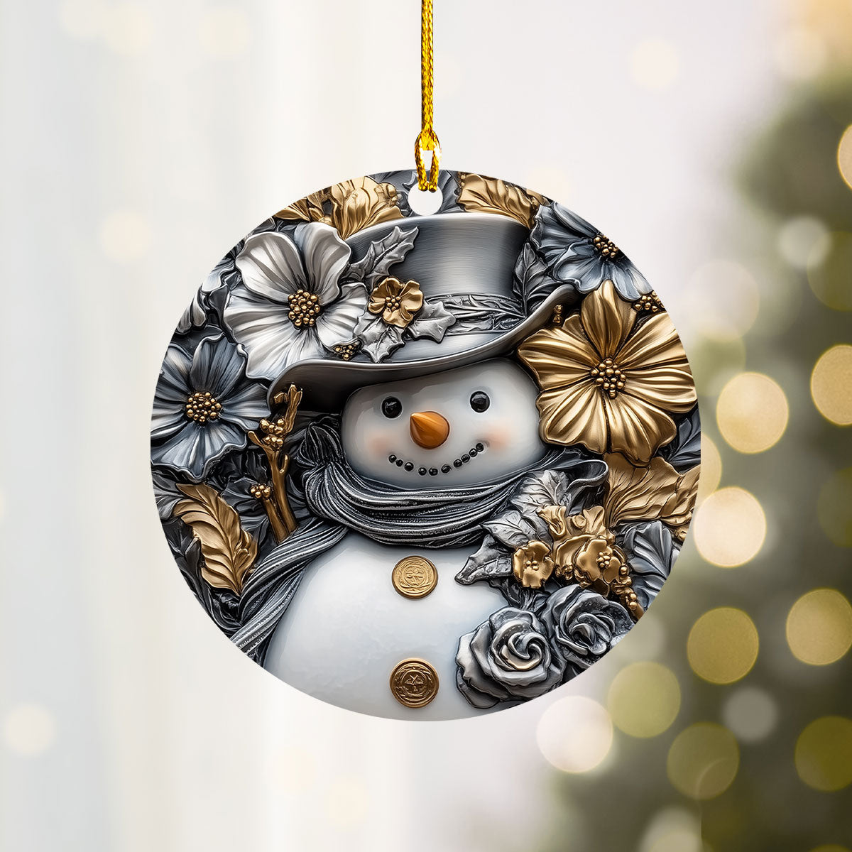 Shineful 2D Acrylic Ornament - Elegant Frosty Snowman