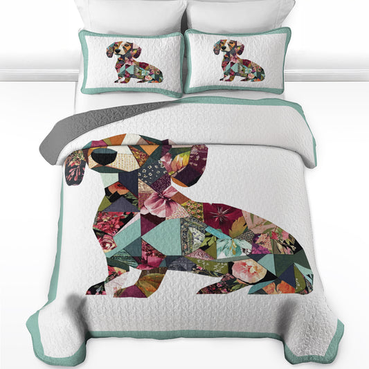 Shineful All Season Quilt 3-Piece Set Patchwork Dachshund