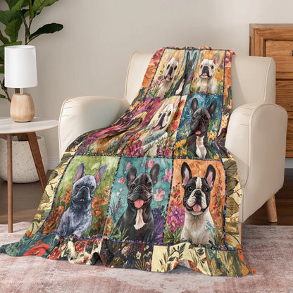 Shineful Fleece Blanket French Bulldog Garden