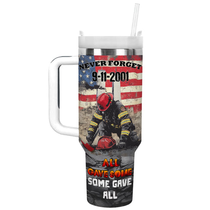 Shiny Tumbler „Never Forget“ 9/11 Memorial Feuerwehrmann