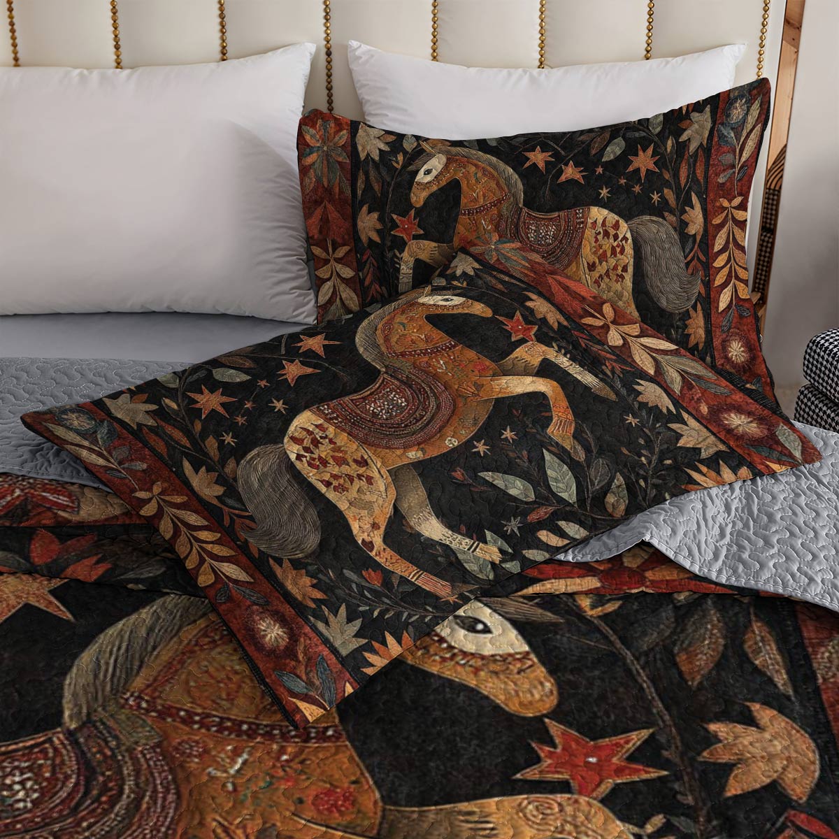 Shineful All Season Quilt 3-Piece Set Meadow Horse