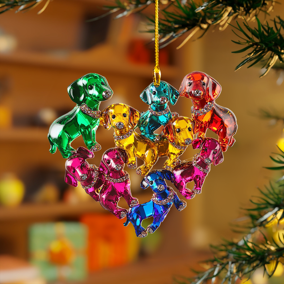 Shineful 2D Acrylic Ornament - Dachshund Glass Heart