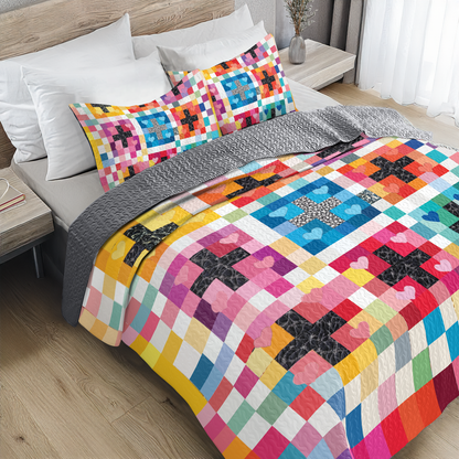 Shineful All Season Quilt 3-Piece Set - Divine Cross of Love