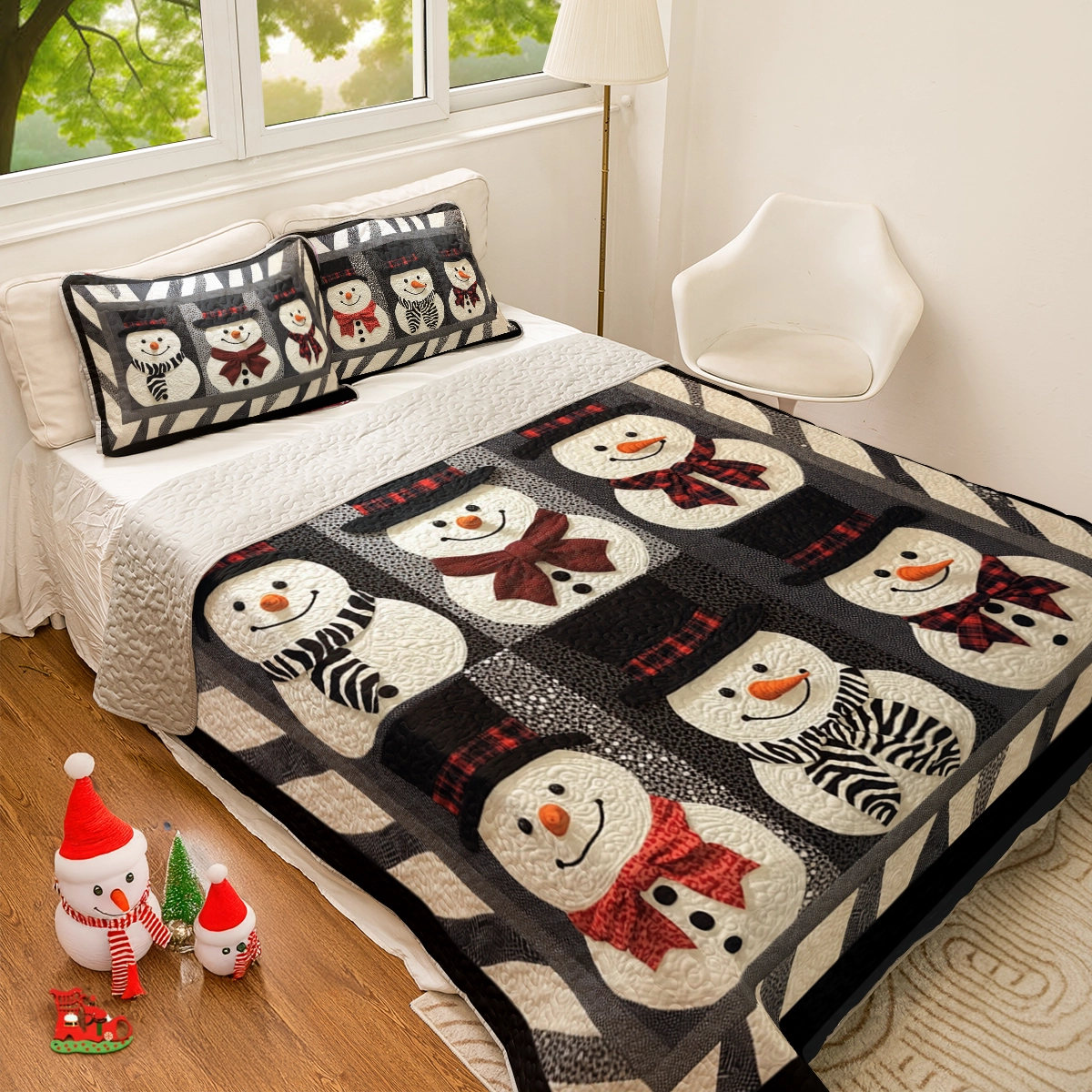 Ensemble de courtepointe toutes saisons Shineful 3 pièces Dapper Snowman